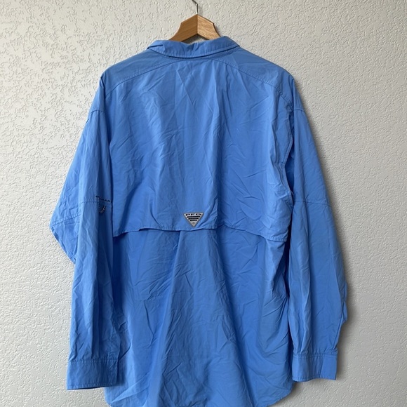 Columbia Long Sleeve Shirt Button Down Collared Omnishade Blue size Extra Large - Picture 11 of 13